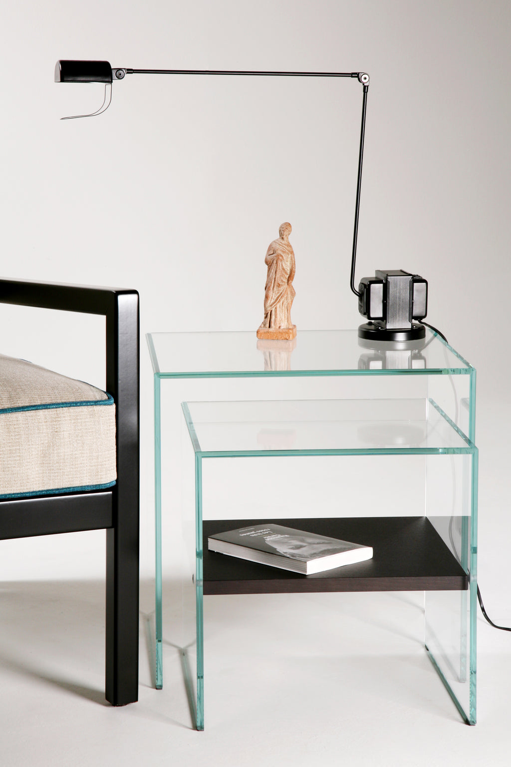 Zen 3 Set | 2 Tempered Glass and Wood Nesting Tables — Adentro Studio