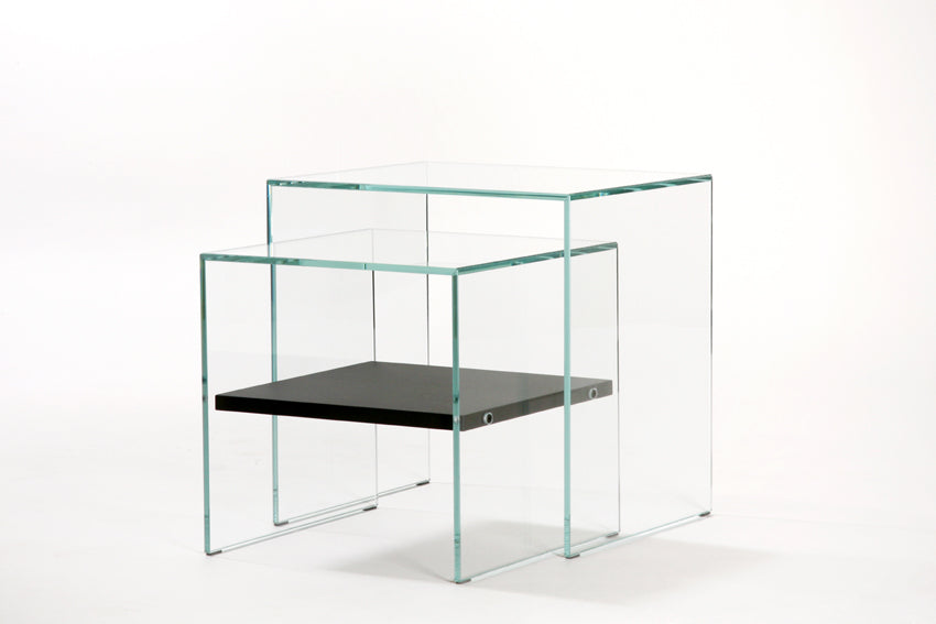 Zen 3 Set | 2 Tempered Glass and Wood Nesting Tables — Adentro Studio