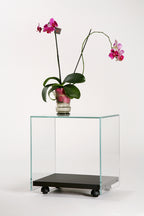 Zen 4 Table | Glass and Wood Rolling Cube