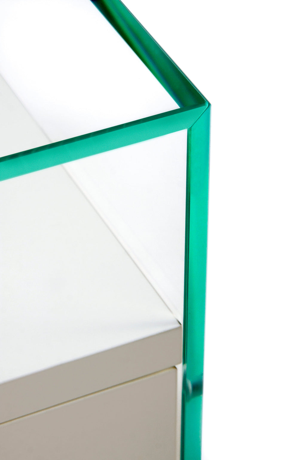 Table de Chevet Zen 5 Comodino | Verre trempé et tiroir bois