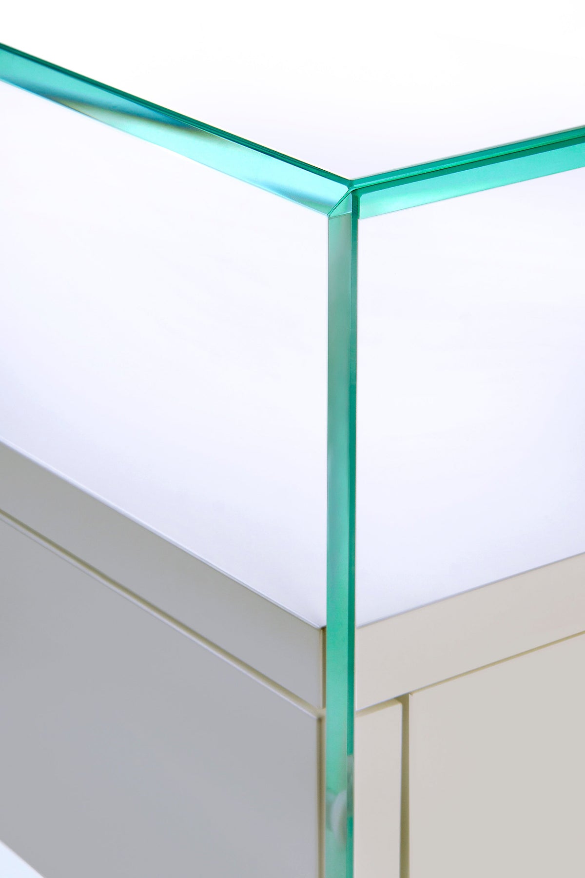 Table de Chevet Zen 5 Comodino | Verre trempé et tiroir bois