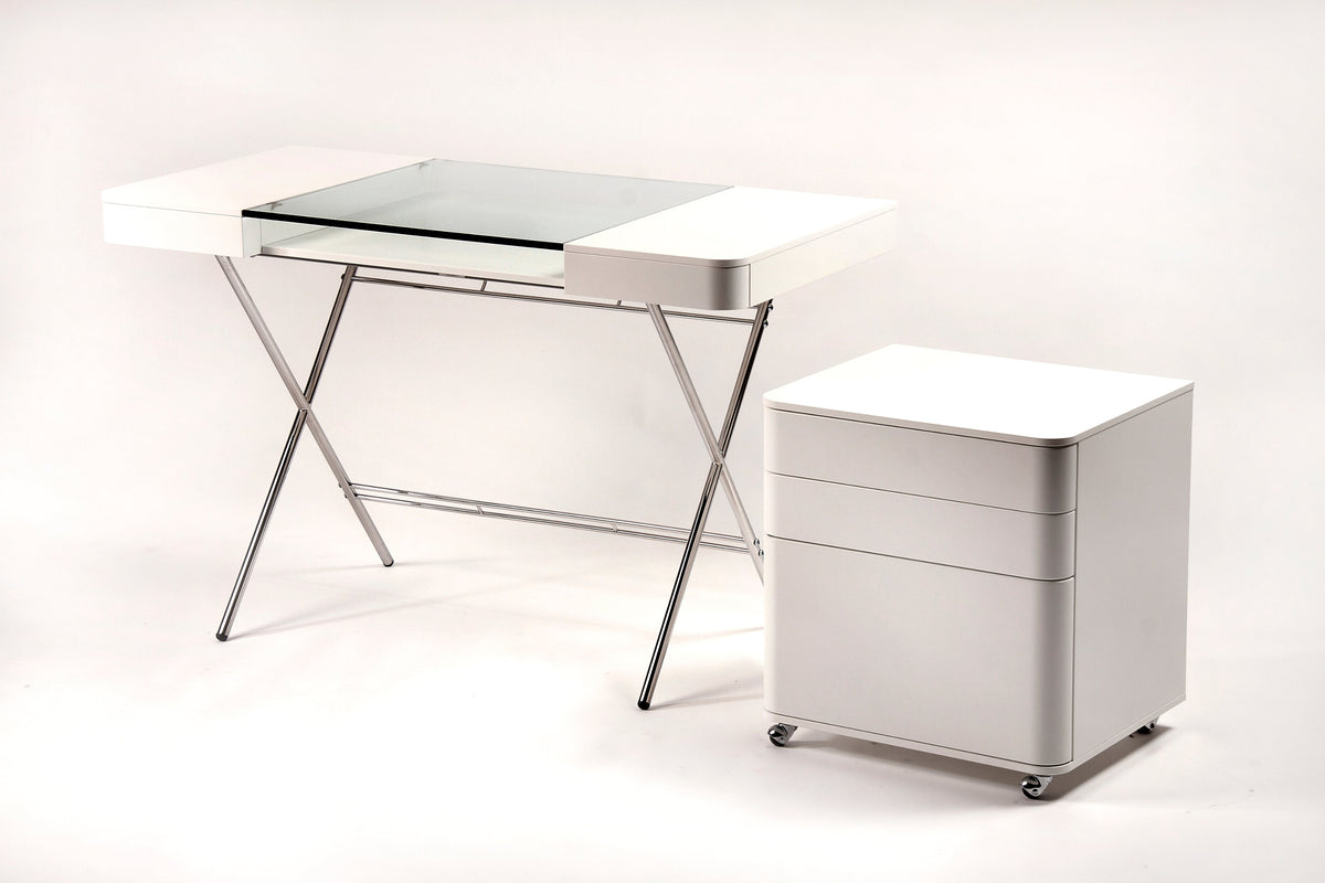 Caisson Cosimo laqué blanc mat et bureau Cosimo - Adentro Paris
