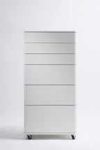 Large Cosimo Storage Unit | 6 Push/Pull Drawers on Casters | Matte White Lacquer