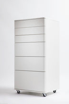 Large Cosimo Storage Unit | 6 Push/Pull Drawers on Casters | Matte White Lacquer