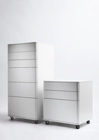 Large Cosimo Storage Unit | 6 Push/Pull Drawers on Casters | Matte White Lacquer