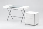 Bureau Cosimo verre et laqué blanc mat avec le caisson Cosimo blanc
