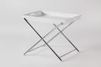Table guéridon Miami laqué blanc mat et métal chromé — Design Marco Zanuso Jr, Adentro Paris