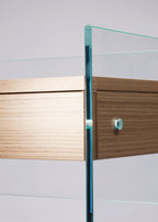 Zen 13 Console Desk | Tempered Glass, Wooden Drawer and Leather Handle