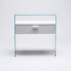 Table de Chevet Zen 5 Comodino | Verre trempé et tiroir bois