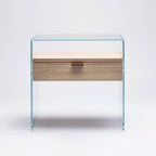 Table de Chevet Zen 5 Comodino | Verre trempé et tiroir bois