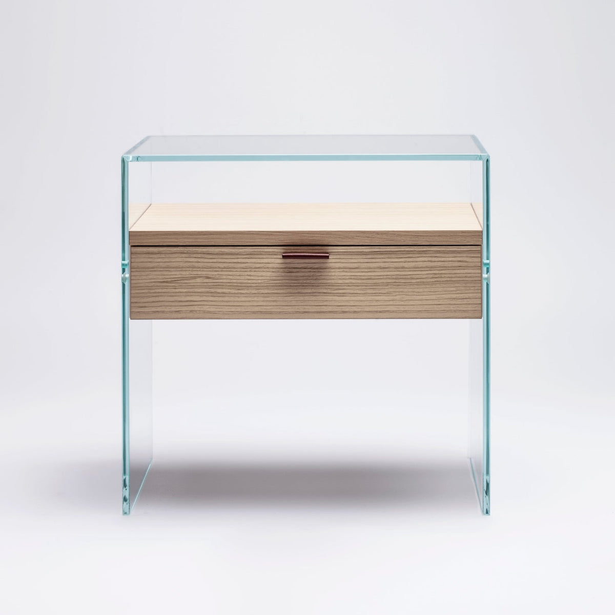 Table de Chevet Zen 5 Comodino | Verre trempé et tiroir bois