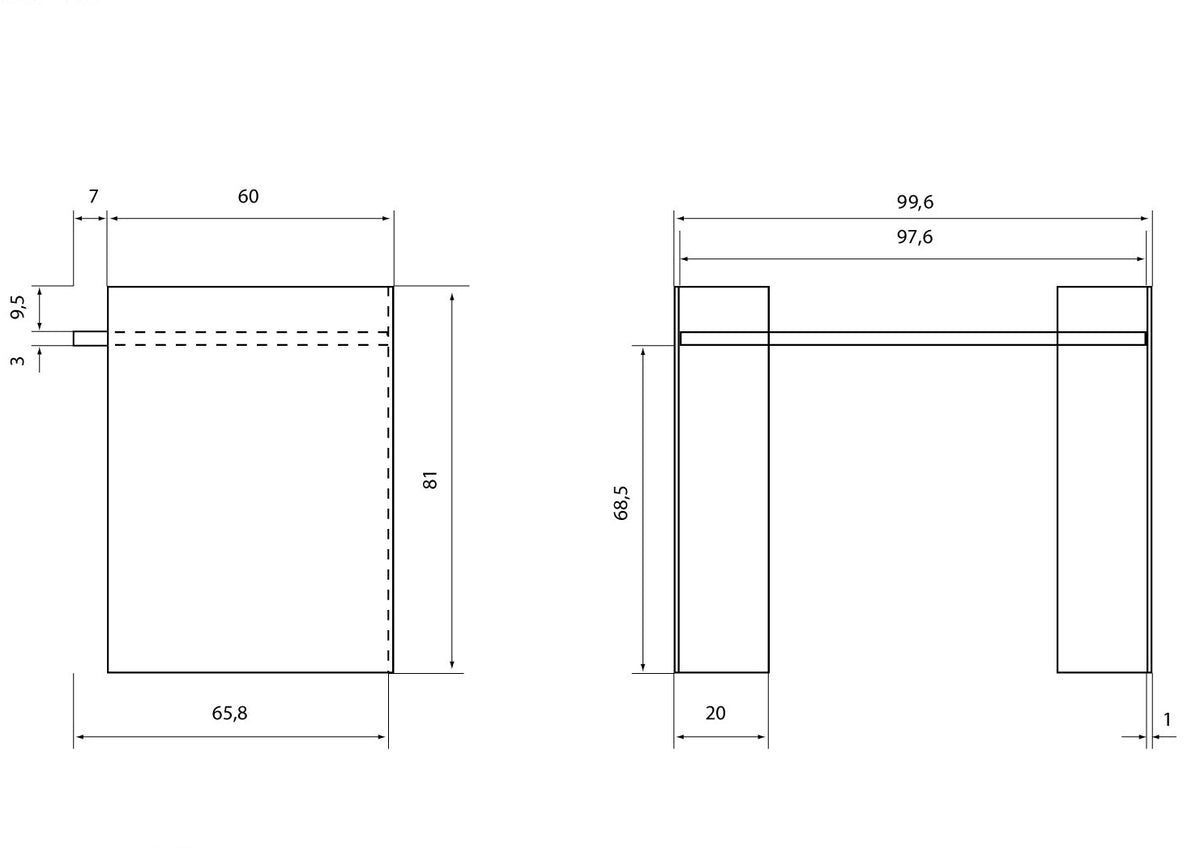 Dimensions bureau scribe Zen 8 Adentro Paris