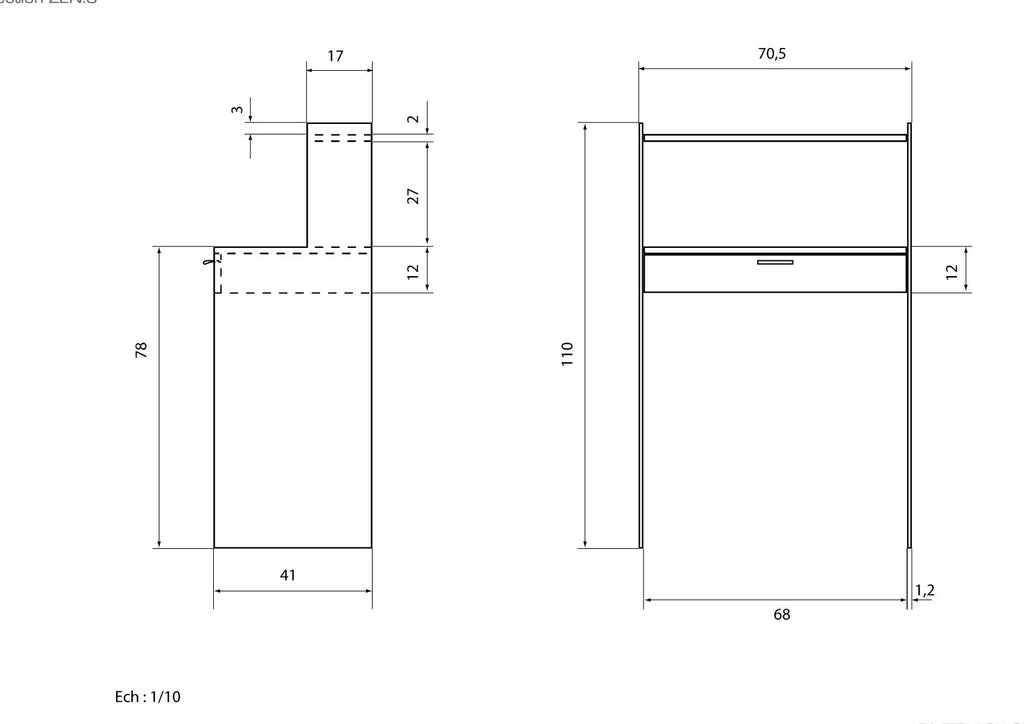 Plan bureau bonheur du jour Zen 9 Adentro Paris