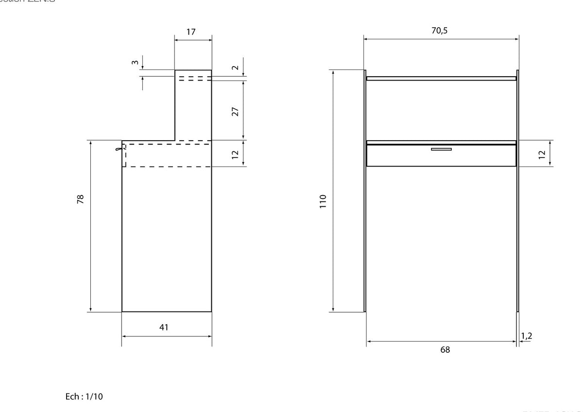 Plan bureau bonheur du jour Zen 9 Adentro Paris