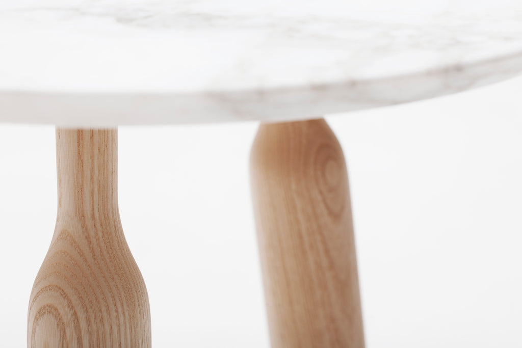 Ninna Coffee Table | Turned solid ash and Carrara marble | Design Carlo Contin