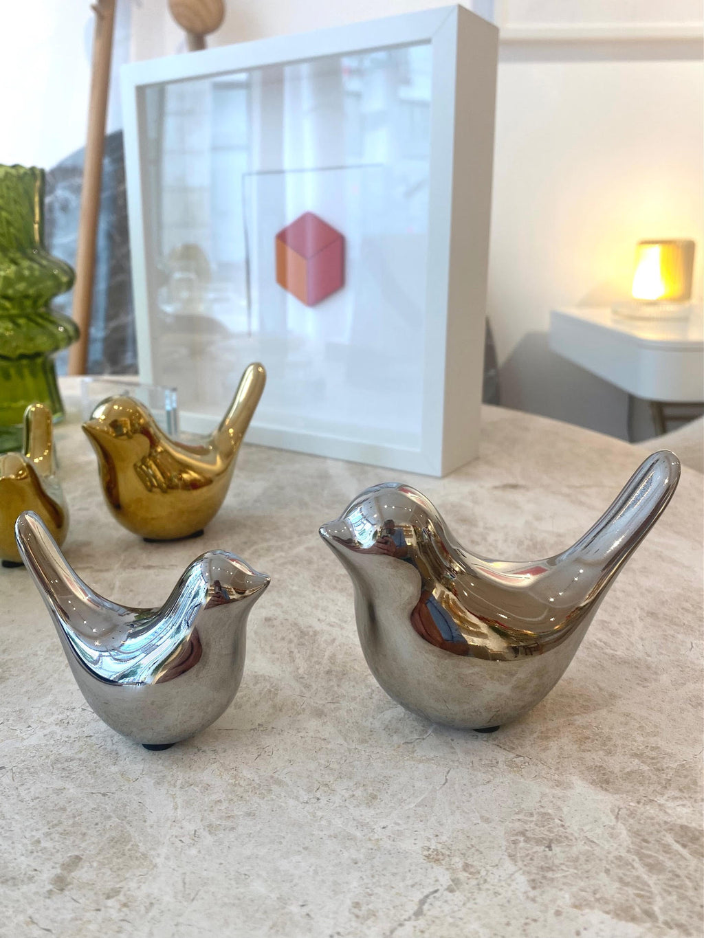 Decorative Birdy Bird | silver lacquer