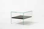 Table d'appoint Zen 2 verre extra clair et chêne teinté Wengé édité par Adentro Paris