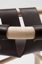 Ninna Armchair | Turned solid ash and Leather | Design Carlo Contin