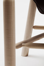 Ninna Armchair | Turned solid ash and Leather | Design Carlo Contin