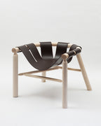 Ninna Armchair | Turned solid ash and Leather | Design Carlo Contin