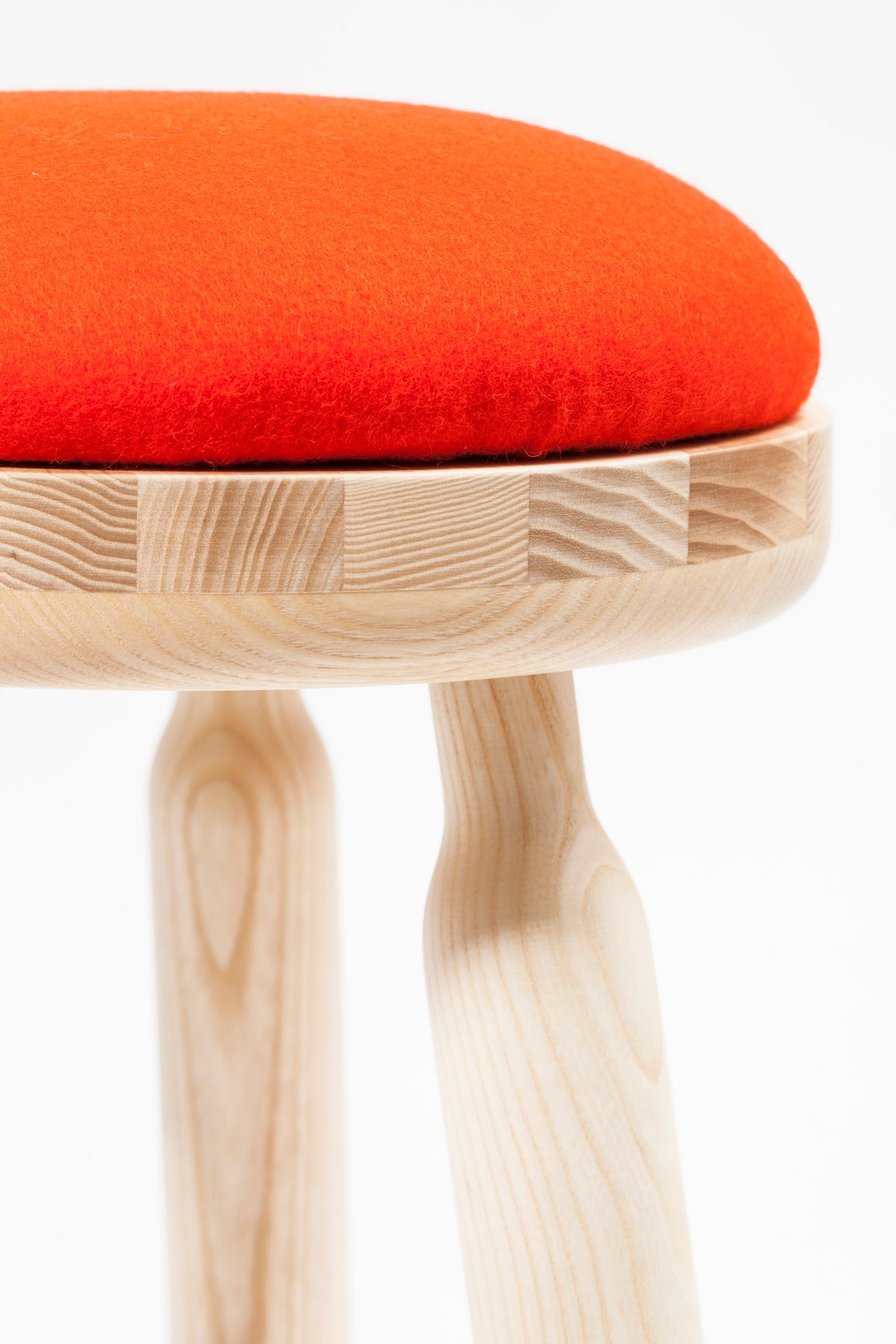 Ninna Stool | Turned solid ash and wool | Design Carlo Contin