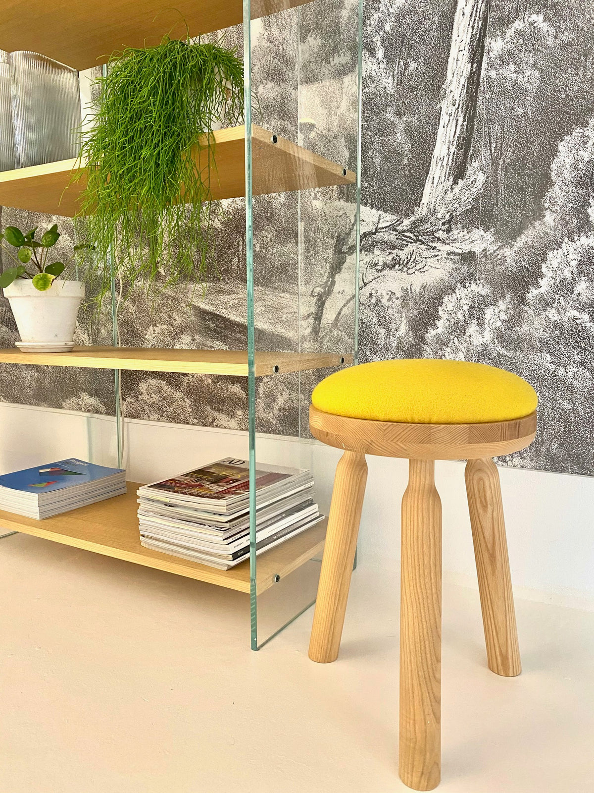 Ninna Stool | Turned solid ash and wool | Design Carlo Contin